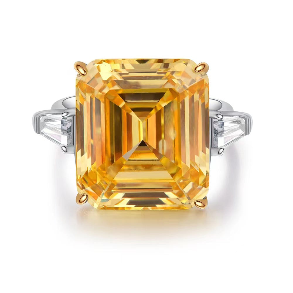 [vvjewelry] vv1711  Emerald cut 28CT 14*16  High-carbon 925 silver ring