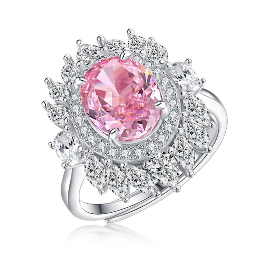 [vvjewelry] vv1706 pink high-carbon diamond 925 sterling silver ring &  Princess on the run ring