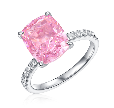 [vvjewelry] vv1709 Long pillow shape pink high carbon 925 sterling silver ring & girlhood ring