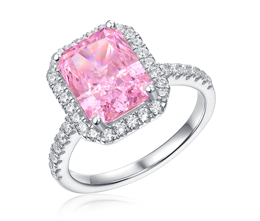[vvjewelry] vv1710 Rectangular chamfer pink High-carbon 925 sterling silver ring & Sakura no Ki no Shita ring